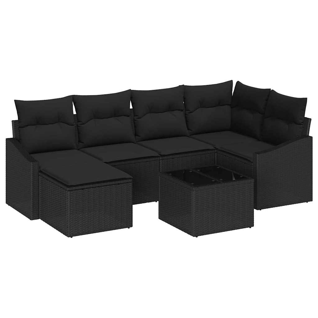 Set da Pranzo per Giardino con cuscino 7 pcs Nero | homemem39