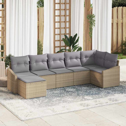 Set Divano da Giardino 7 pcs Beige e Grigio Chiaro polyrattan | homemem39