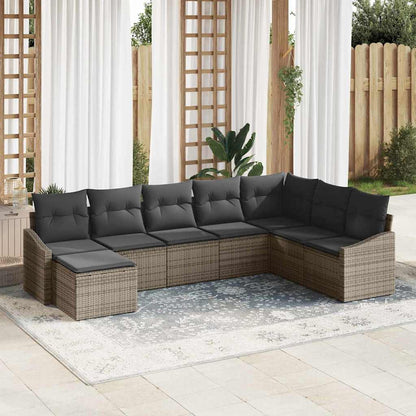 Set Divano da Giardino con cuscino 8 pcs Grigio polyrattan