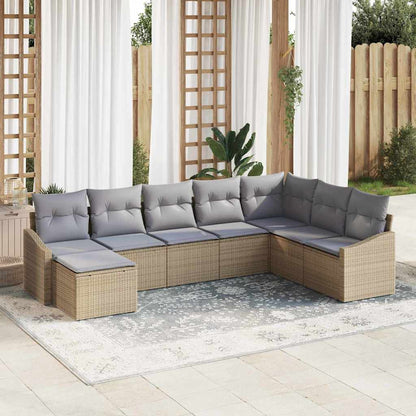 Set Divano da Giardino 8 pcs Beige e Grigio Chiaro polyrattan | homemem39