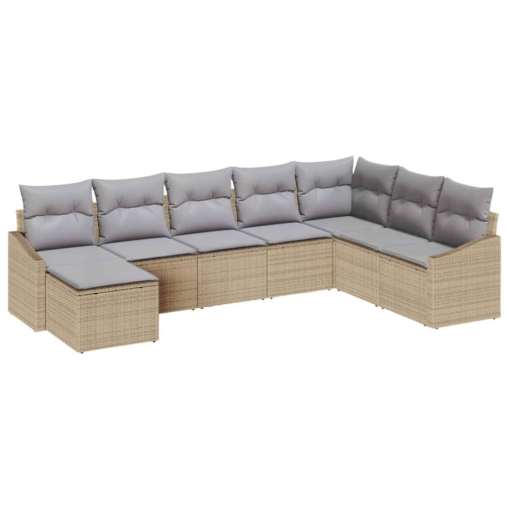 Set Divano da Giardino 8 pcs Beige e Grigio Chiaro polyrattan | homemem39