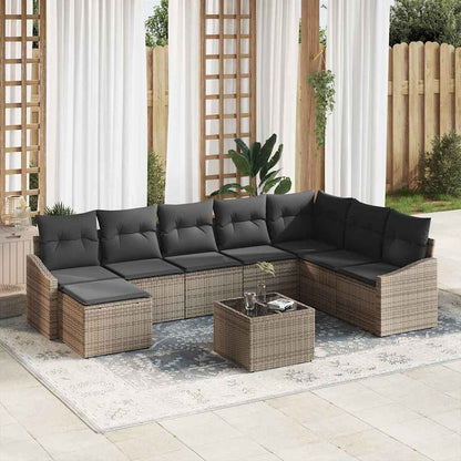 Set Divano da Giardino 8 pcs Grigio chiaro polyrattan