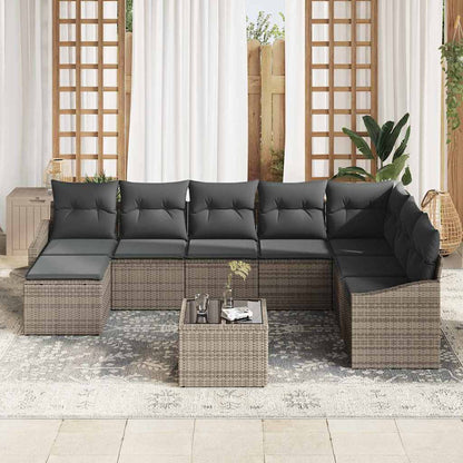Set Divano da Giardino 8 pcs Grigio chiaro polyrattan