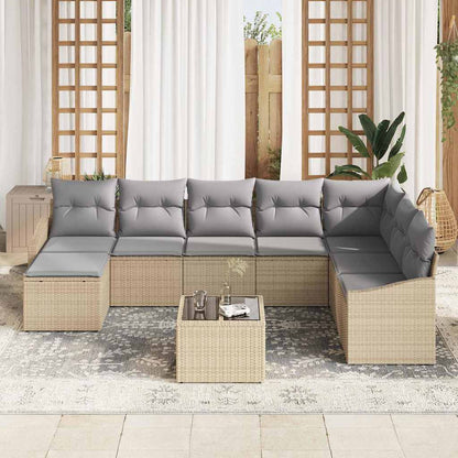 Set Divano da Giardino 8 pcs Beige e Grigio Chiaro polyrattan | homemem39