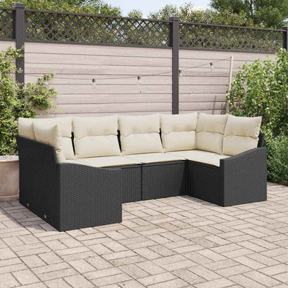 Set Divano da Giardino 6 pcs Nero e Crema polyrattan | homemem39