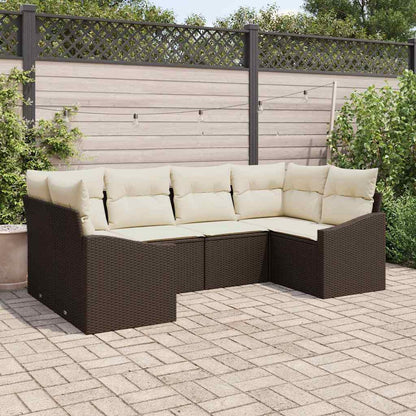 Set Divano da Giardino 6 pcs Marrone e Crema polyrattan | homemem39