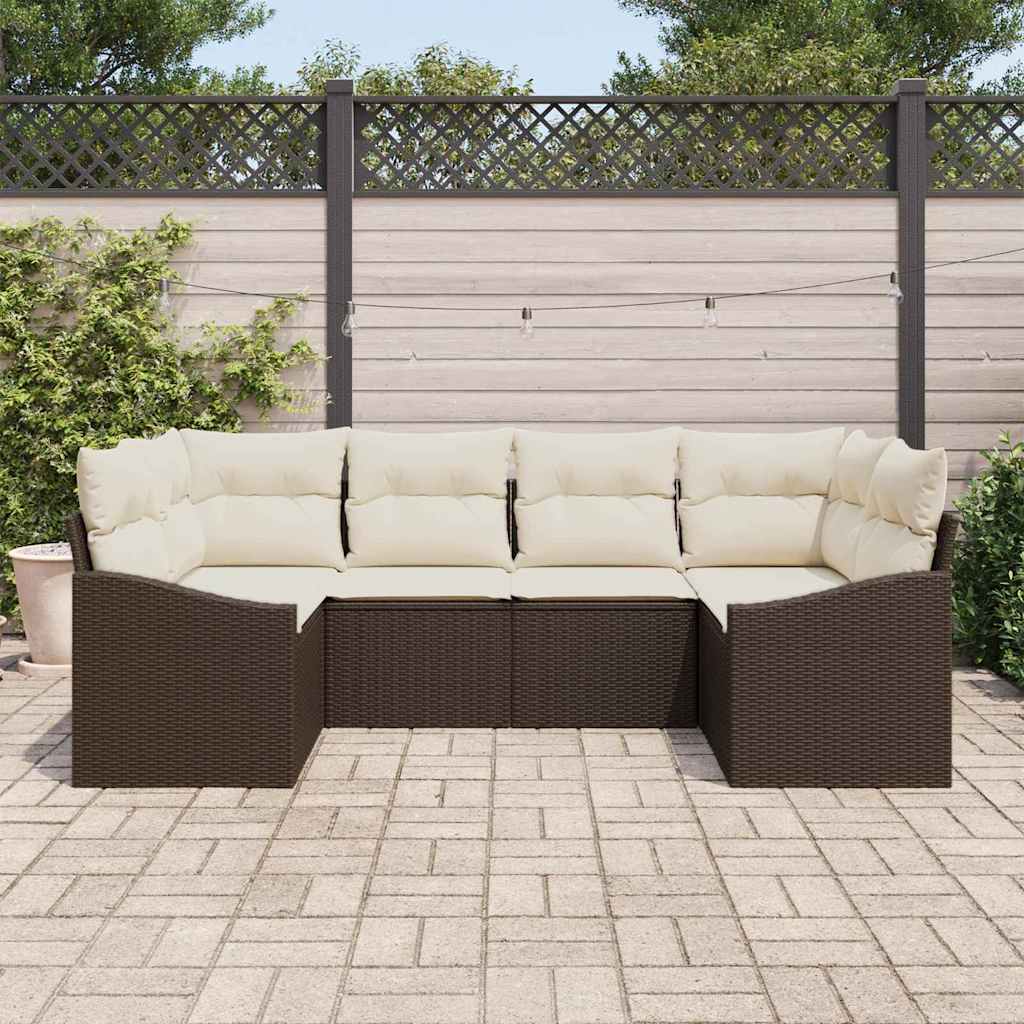 Set Divano da Giardino 6 pcs Marrone e Crema polyrattan | homemem39