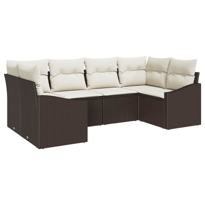 Set Divano da Giardino 6 pcs Marrone e Crema polyrattan | homemem39