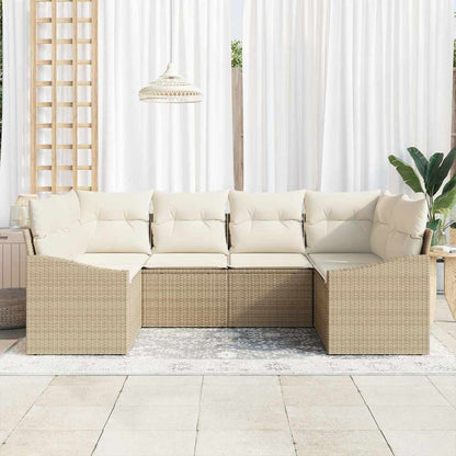 Set Divano da Giardino 6 pcs Beige e Crema polyrattan | homemem39
