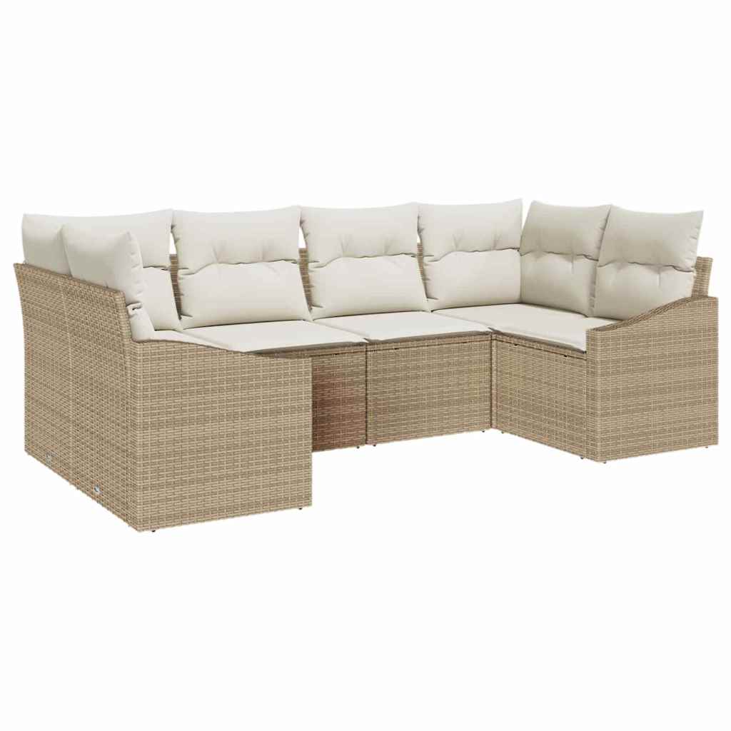 Set Divano da Giardino 6 pcs Beige e Crema polyrattan | homemem39
