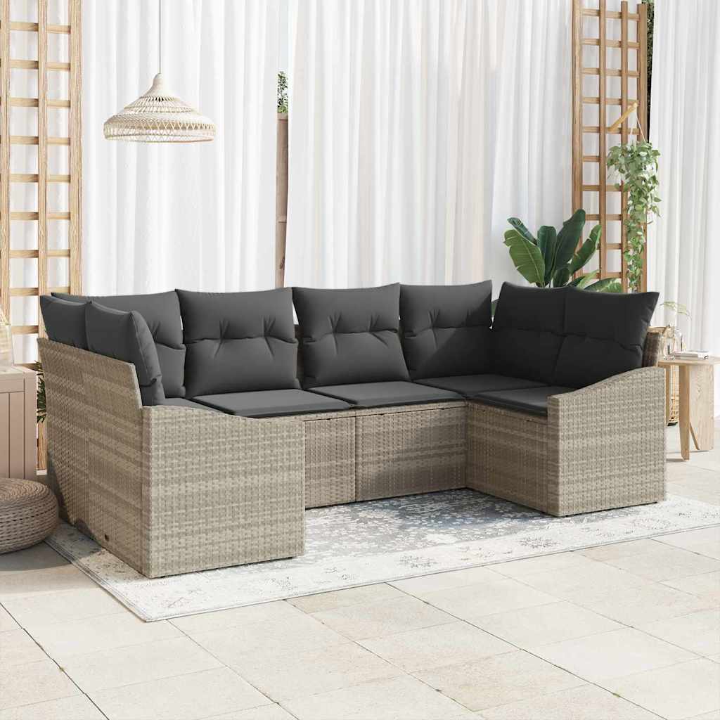 Set Divano da Giardino 6 pcs Grigio chiaro polyrattan | homemem39