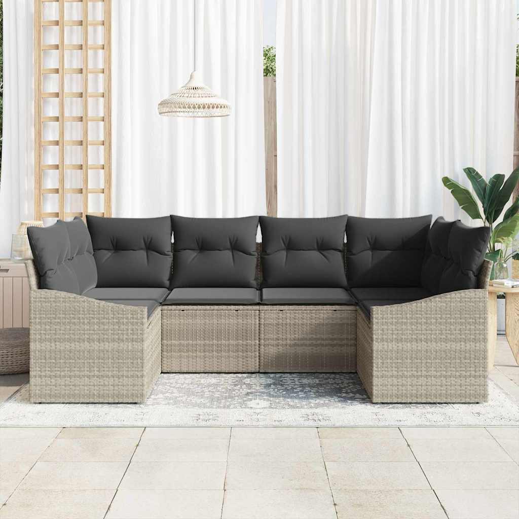 Set Divano da Giardino 6 pcs Grigio chiaro polyrattan | homemem39