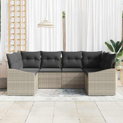 Set Divano da Giardino 6 pcs Grigio chiaro polyrattan | homemem39