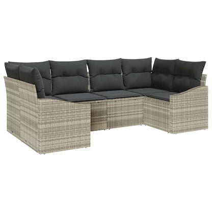Set Divano da Giardino 6 pcs Grigio chiaro polyrattan | homemem39