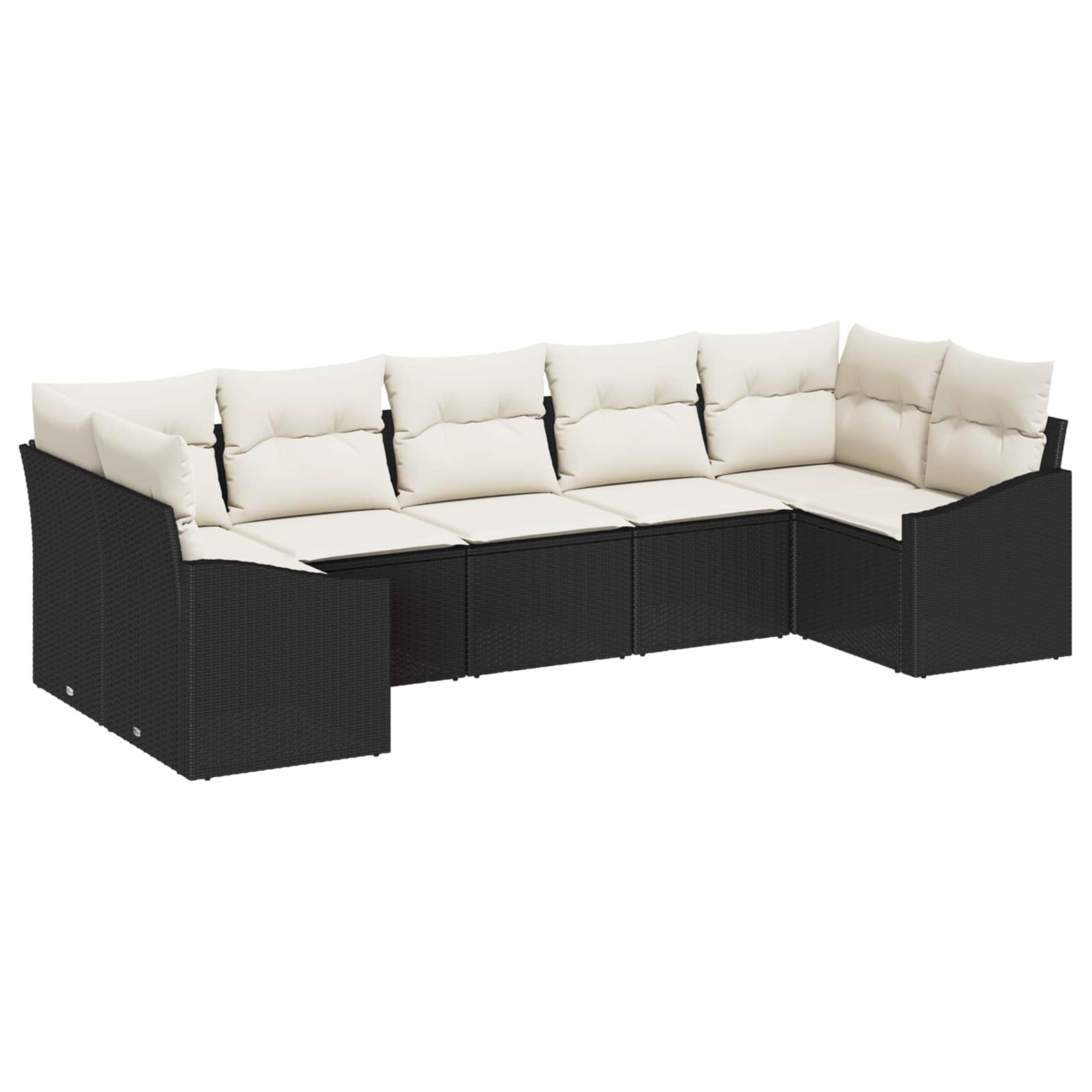 Set Divano da Giardino 7 pcs Nero e Crema polyrattan | homemem39