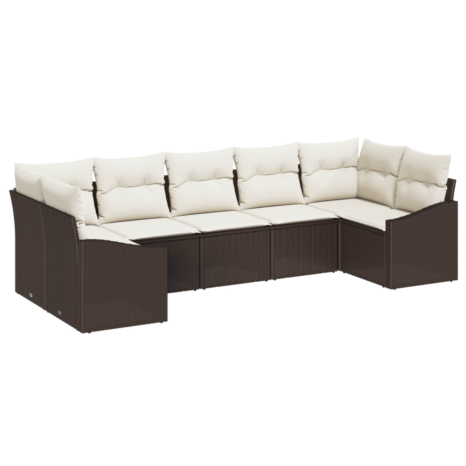 Set Divano da Giardino 7 pcs Marrone e Crema polyrattan | homemem39