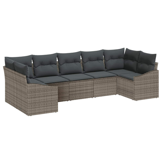 Set Divano da Giardino 7 pcs Grigio polyrattan