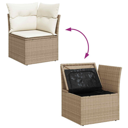 Set Divano da Giardino 7 pcs Beige e Crema polyrattan