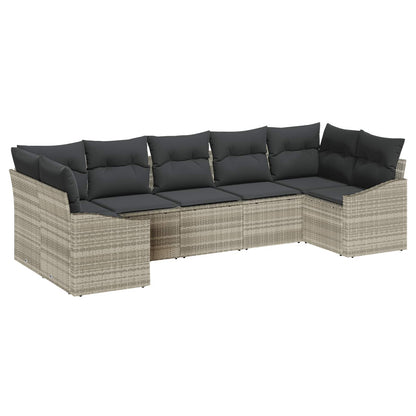 Set Divano da Giardino 7 pcs Grigio chiaro polyrattan | homemem39