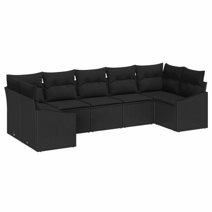 Set Divano da Giardino con archiviazione 7 pcs Nero polyrattan | homemem39