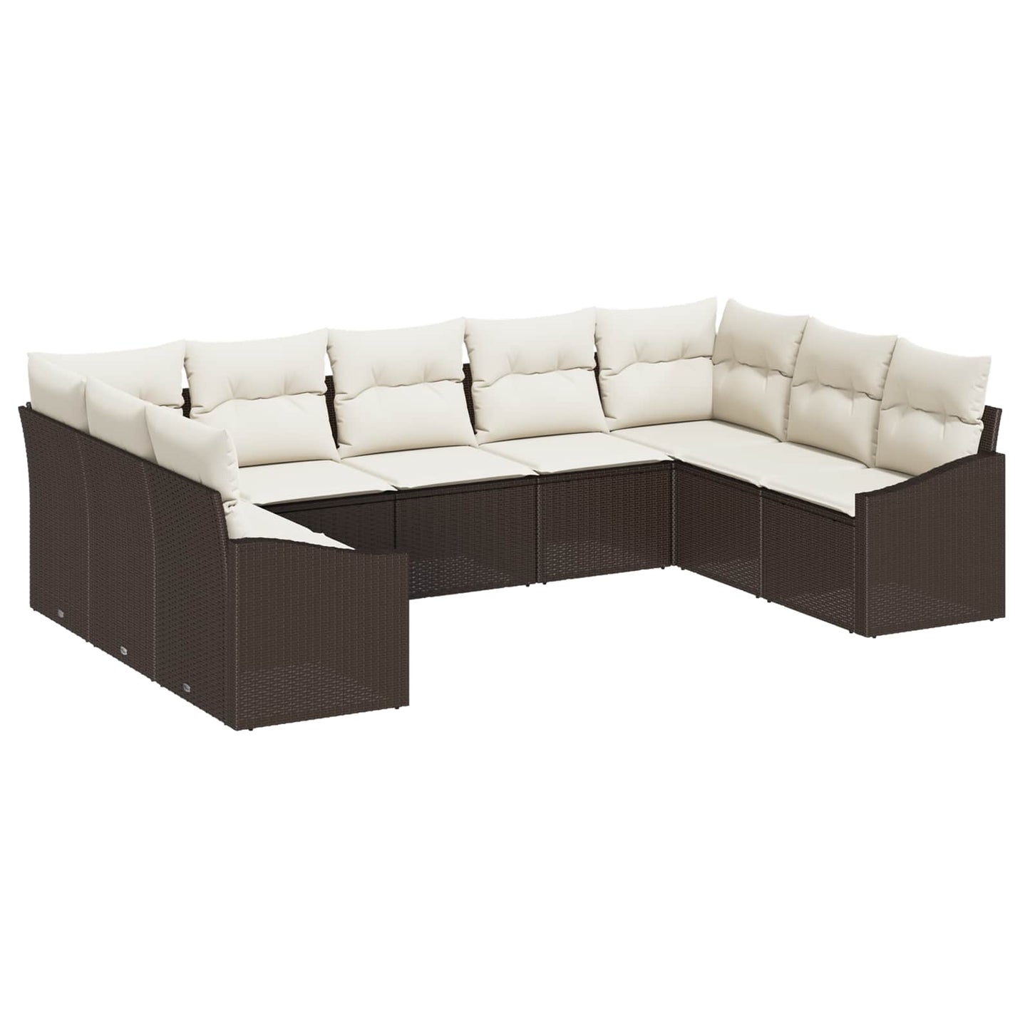Set Divano da Giardino 9 pcs Marrone e Crema polyrattan