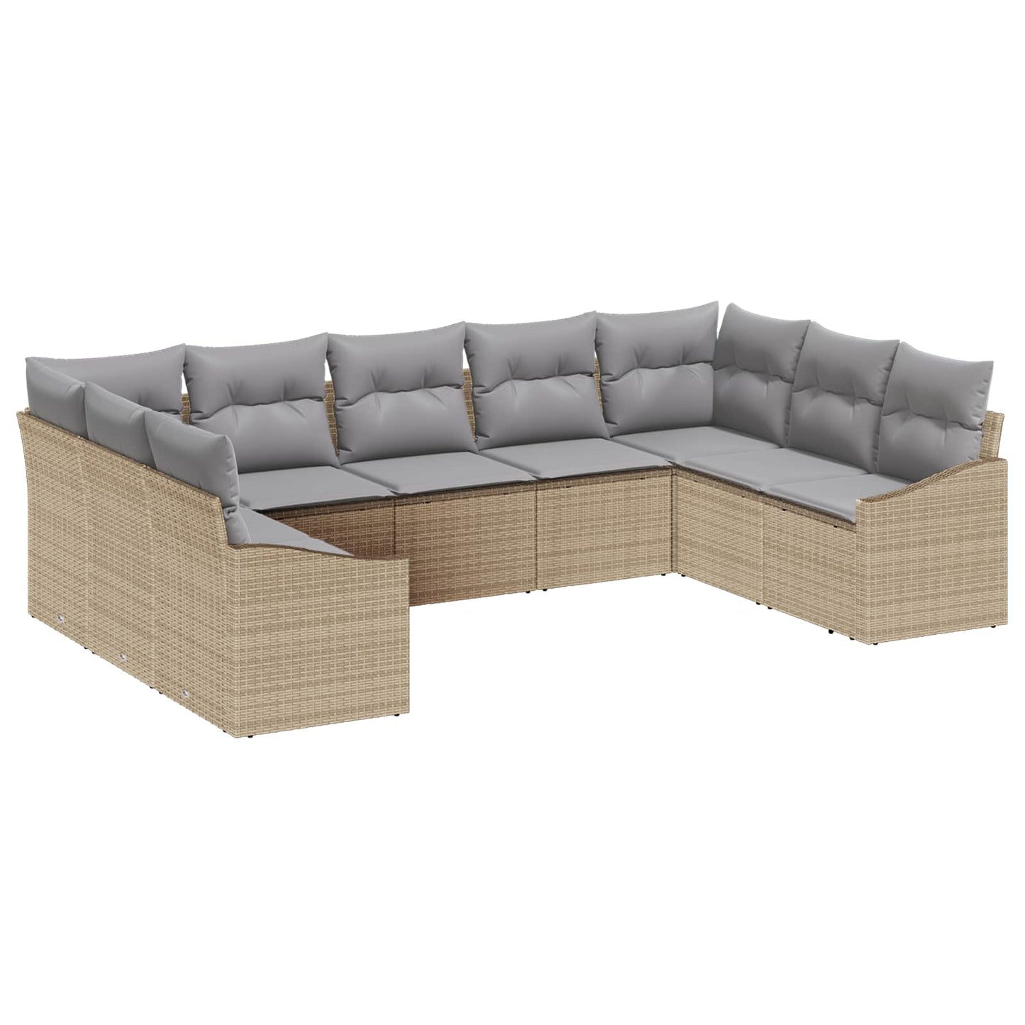 Set Divano da Giardino 9 pcs Beige e Grigio Chiaro polyrattan