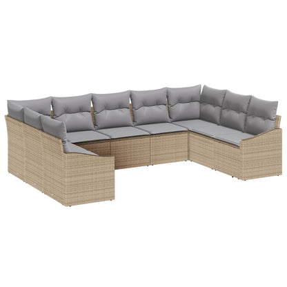 Set Divano da Giardino 9 pcs Beige e Grigio Chiaro polyrattan