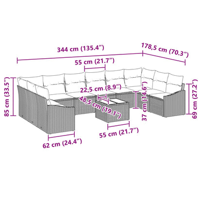 Set Divano da Giardino Beige e Crema polyrattan | homemem39