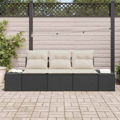Set Divano da Giardino 3 pcs Nero e Crema polyrattan | homemem39