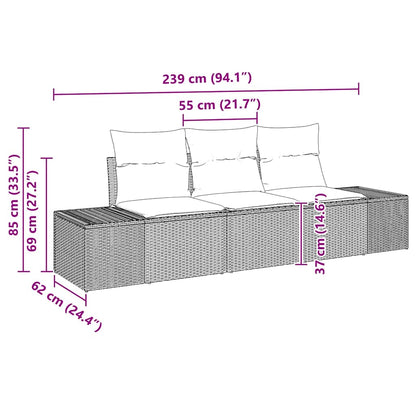 Set Divano da Giardino 3 pcs Nero e Crema polyrattan | homemem39