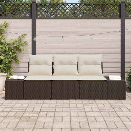 Set Divano da Giardino 3 pcs Marrone e Crema polyrattan | homemem39