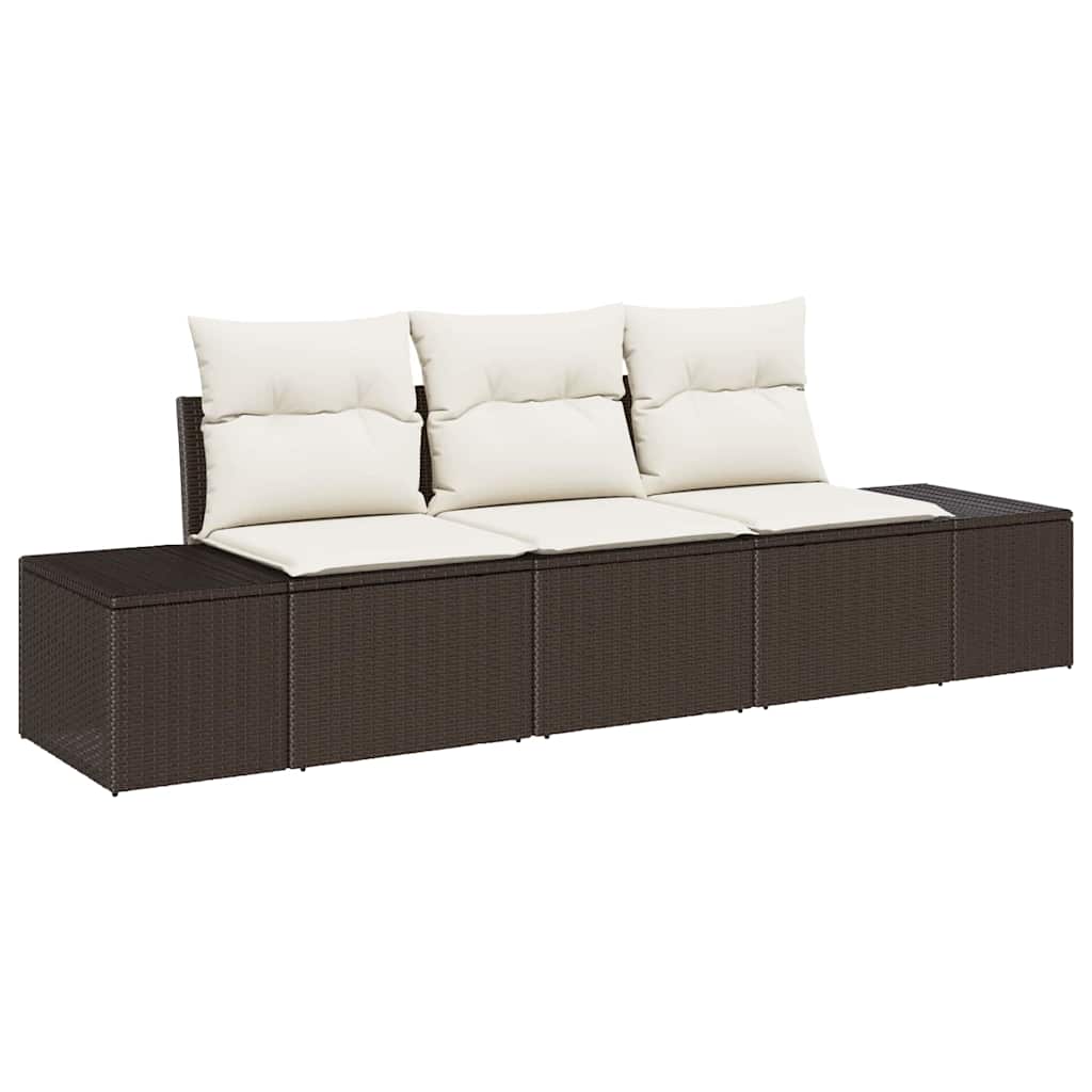 Set Divano da Giardino 3 pcs Marrone e Crema polyrattan | homemem39