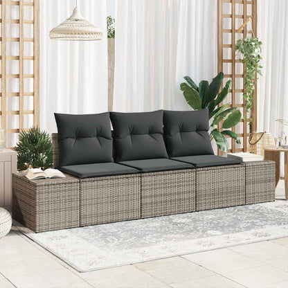 Set Divano da Giardino 3 pcs Grigio polyrattan | homemem39