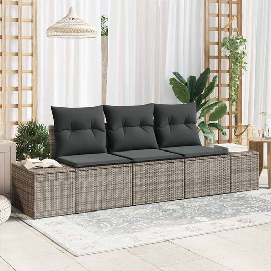 Set Divano da Giardino 3 pcs Grigio polyrattan