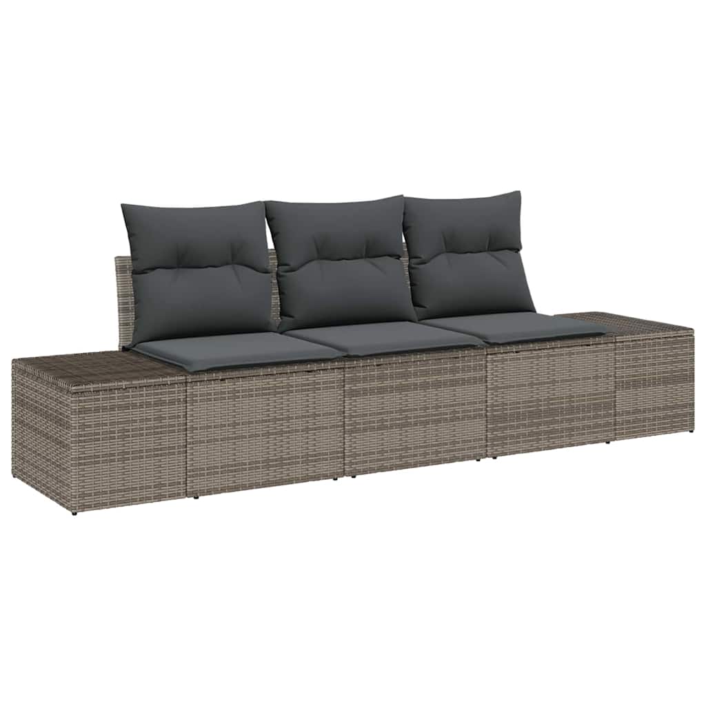 Set Divano da Giardino 3 pcs Grigio polyrattan | homemem39