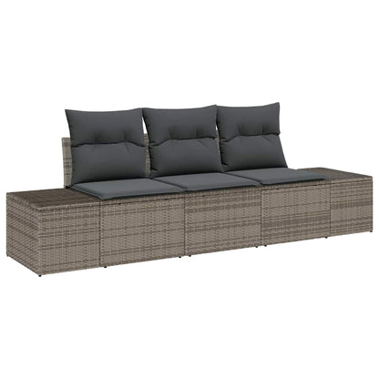 Set Divano da Giardino 3 pcs Grigio polyrattan | homemem39