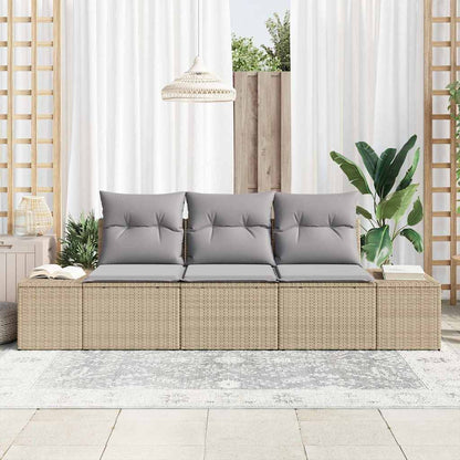 Set Divano da Giardino 3 pcs Beige e Grigio Chiaro polyrattan | homemem39