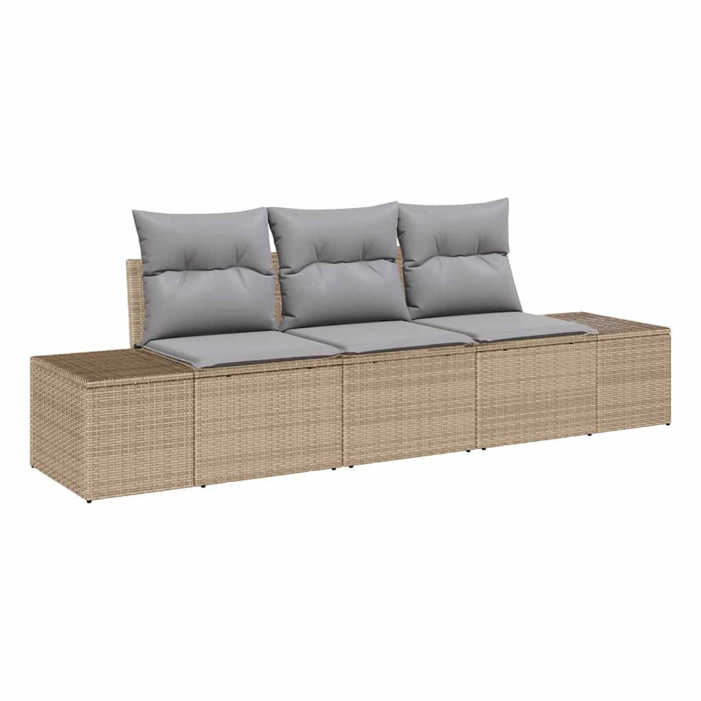 Set Divano da Giardino 3 pcs Beige e Grigio Chiaro polyrattan | homemem39