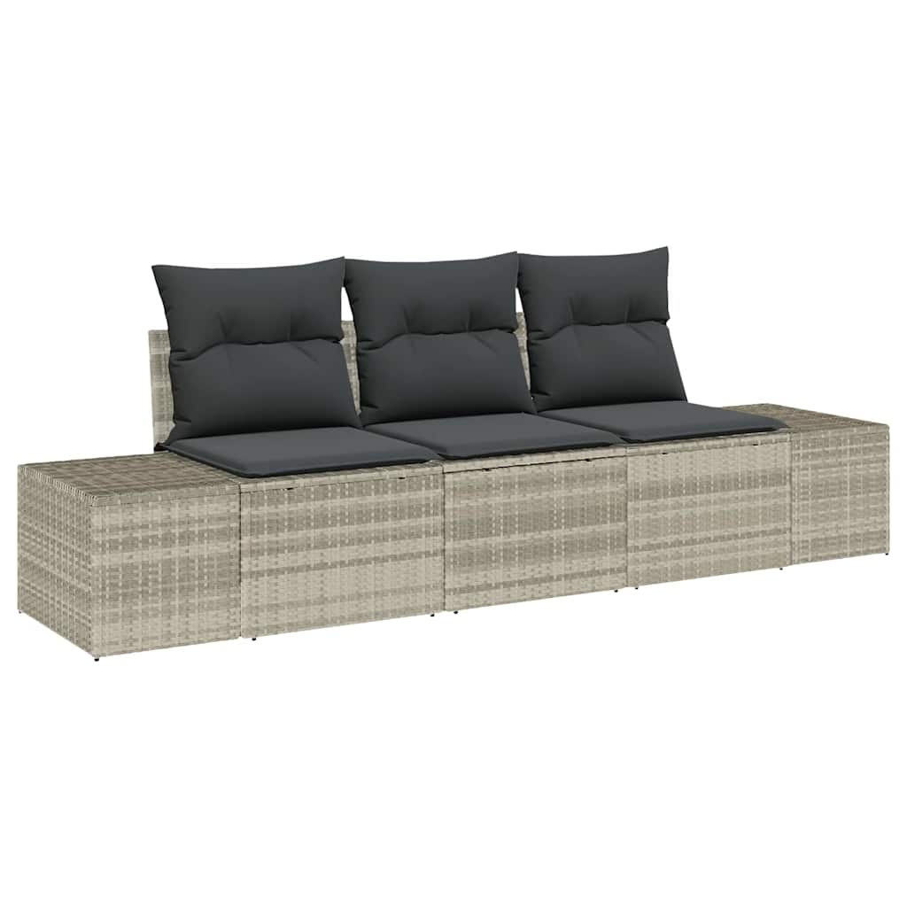 Set Divano da Giardino 3 pcs Grigio chiaro polyrattan