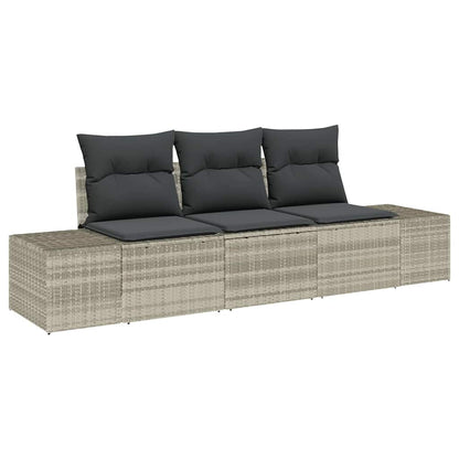 Set Divano da Giardino 3 pcs Grigio chiaro polyrattan