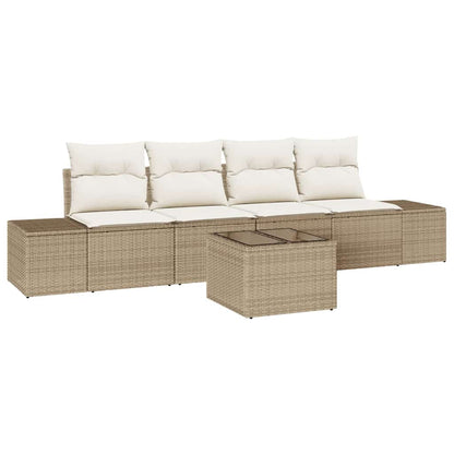 Set Divano da Giardino 5 pcs Beige e Crema 55 x 55 x 37 cm - homemem39