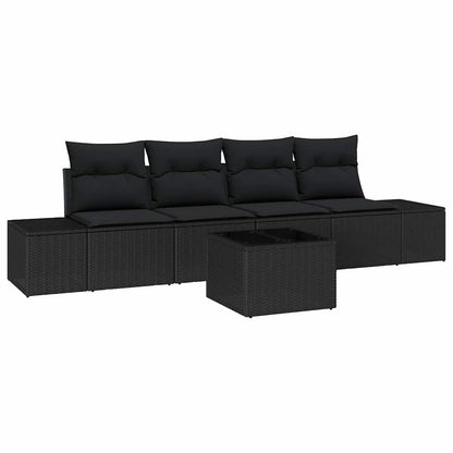 Set Divano da Giardino con cuscino 5 pcs Nero 55 x 55 x 37 cm - homemem39