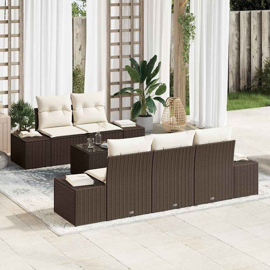 Set Divano da Giardino 6 pcs Marrone e Crema 55 x 55 x 37 cm - homemem39