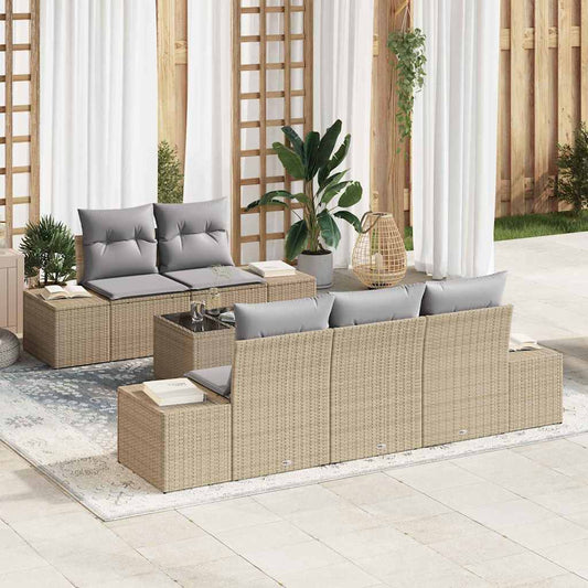 Set Divano da Giardino 6 pcs Beige e grigio 55 x 55 x 37 cm - homemem39