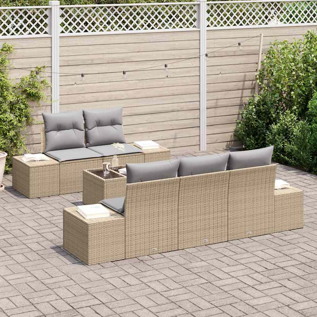 Set Divano da Giardino 6 pcs Beige e grigio 55 x 55 x 37 cm - homemem39
