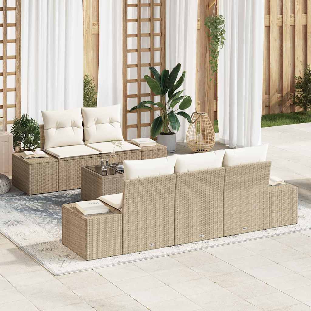 Set Divano da Giardino 6 pcs Beige e Crema 55 x 55 x 37 cm - homemem39