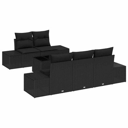 Set Divano da Giardino con cuscino 6 pcs Nero 55 x 55 x 37 cm - homemem39