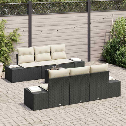 Set Divano da Giardino 7 pcs Nero e Crema 55 x 55 x 37 cm - homemem39