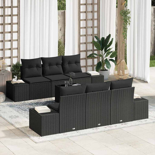 Set Divano da Giardino con cuscino 7 pcs Nero 55 x 55 x 37 cm - homemem39