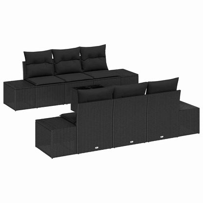 Set Divano da Giardino con cuscino 7 pcs Nero 55 x 55 x 37 cm - homemem39